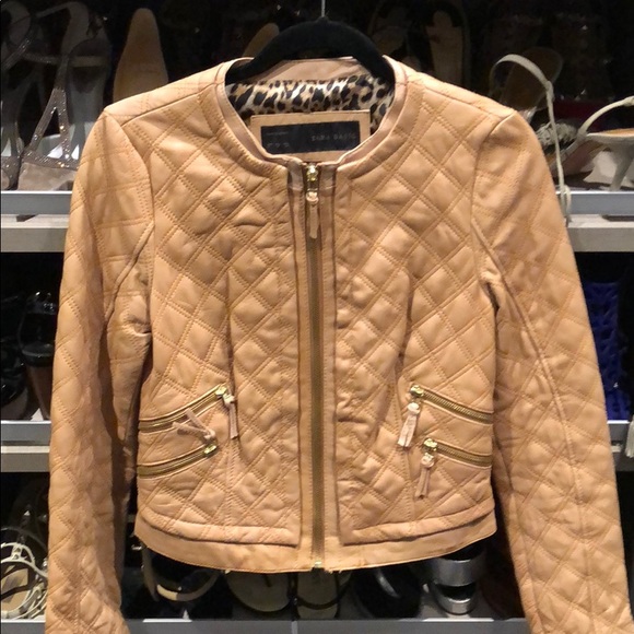 zara beige leather jacket